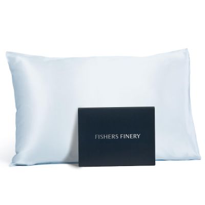 Fishers Finery 19mm 100% Pure Mulberry Silk Pillowcase, Quality Tested (Blue, Q)