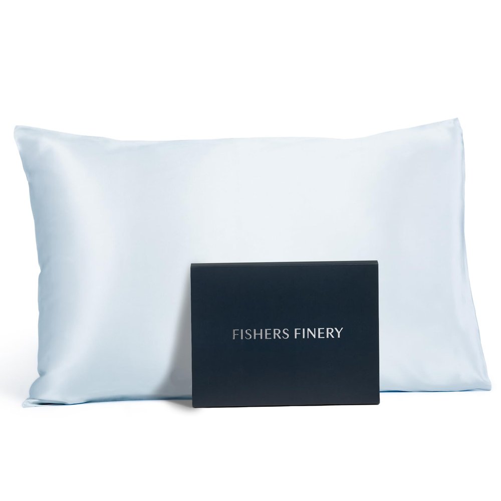 Fishers Finery 19mm 100% Pure Mulberry Silk Pillowcase, Quality Tested (Blue, Q)