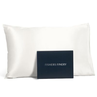 Fishers Finery 19mm 100% Pure Mulberry Silk Pillowcase, Quality Tested (White, K)