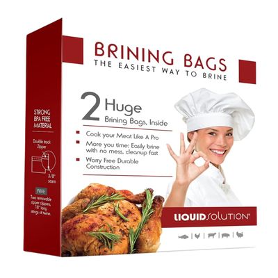 Turkey Brining Bags Set of 2  Extra Large, Holds up to 38 lb (25.5 x 21.5 in), Heavy Duty with Gusseted Bottom & Double-Track Zippers to Prevent Leaks