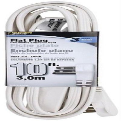 Cord Exten Flat Plug 10ft Wht