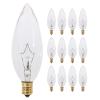 KOR (Pack of 12 CTC Clear Candelabra Base (E12) Straight Torpedo Tip 120V Incandescent Chandelier Light Bulbs (40) view 1