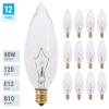 KOR (Pack of 12 CTC Clear Candelabra Base (E12) Straight Torpedo Tip 120V Incandescent Chandelier Light Bulbs (40) view 2