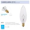 KOR (Pack of 12 CTC Clear Candelabra Base (E12) Straight Torpedo Tip 120V Incandescent Chandelier Light Bulbs (40) view 4