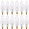 KOR (Pack of 12) 25 Watt CTC Clear Candelabra Base (E12) Straight Torpedo Tip 120V Incandescent Chandelier Light Bulbs view 1