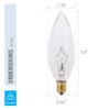 KOR (Pack of 12) 25 Watt CTC Clear Candelabra Base (E12) Straight Torpedo Tip 120V Incandescent Chandelier Light Bulbs view 3