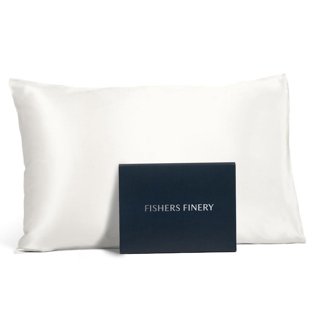 Fishers Finery 25mm 100% Pure Mulberry Silk Pillowcase (White Queen)