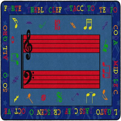 Flagship Carpets Fun with Music Colorful Musical Notes Classroom Educational Area Rug for Kids and Teachers, Durable Quality for Schools, Preschool, Daycare, Learning Centers, 5'10" x 8'4"