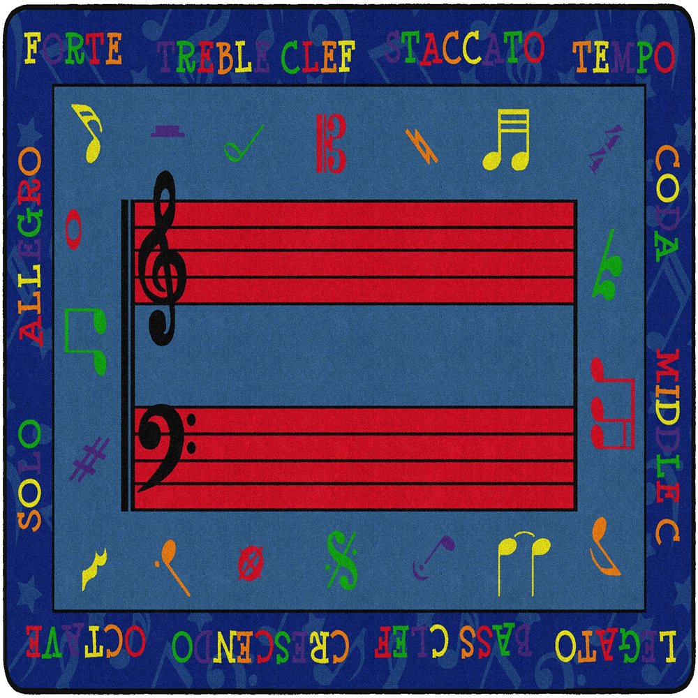 Flagship Carpets Fun with Music Colorful Musical Notes Classroom Educational Area Rug for Kids and Teachers, Durable Quality for Schools, Preschool, Daycare, Learning Centers, 5'10" x 8'4"