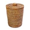 KOUBOO La Jolla Rattan Round Waste Basket With Lid & Plastic Insert, 2 Gallon Woven Wastebasket for Bathroom, Kitchen, Office, Living Room, & Home Decor, Honey Brown view 1