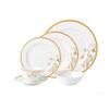 Lorren Home Trends La Luna Bone China 57-Piece 24K Gold Floral Design Dinnerware Set, Service for 8 view 2