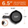 Commercial CHEF 6.5-Inch Cast Iron Skillet Pan, Pre-Seasoned Cast Iron, Integrated Hanging Hole in Handle, Works on All Cooktops Including Induction, Outdoor Skillet for Campfires or Grills, CHFL650 view 2
