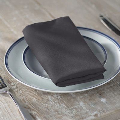 LA Linen 10-Pack Poly Poplin Napkin, Soft Cloth Napkins, Washable Reusable Napkins, Stain and Wrinkle Resistance Table Napkins for Dinner, Wedding, Parties, 17 by 17-Inch, Charcoal