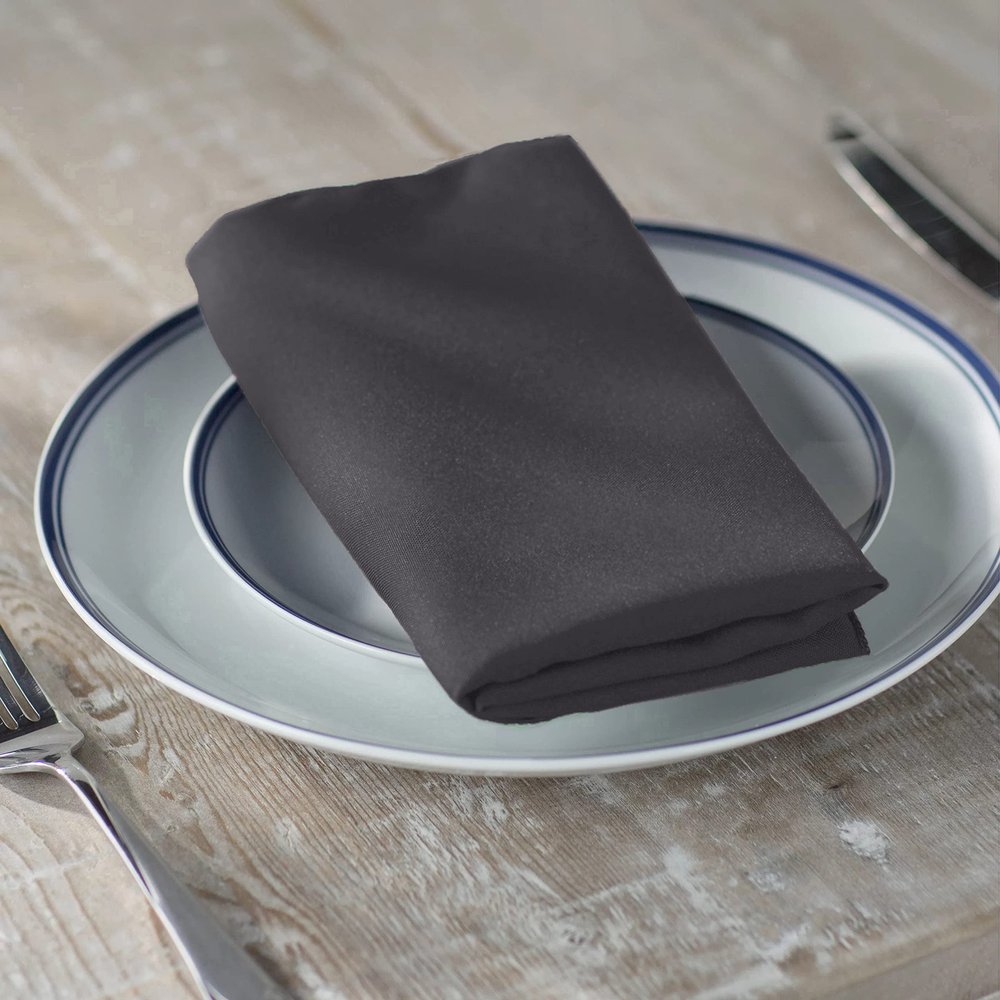 LA Linen 10-Pack Poly Poplin Napkin, Soft Cloth Napkins, Washable Reusable Napkins, Stain and Wrinkle Resistance Table Napkins for Dinner, Wedding, Parties, 17 by 17-Inch, Charcoal