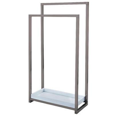 Kingston Brass SCC8268 Pedestal 2-Tier Steel Construction Towel-Rack with Wooden Case, Brushed Nickel