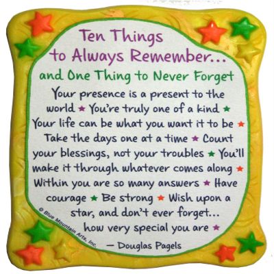 Sculpted Magnet: Ten Things to Always Remember, 3.0" x 3.5"