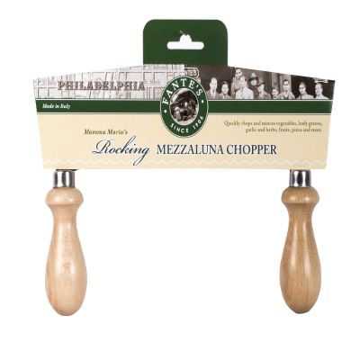 Fantes Mezzaluna Rocking Chopper, Stainless Steel Blade with Beechwood Handles, 9.5-Inch Blade, The Italian Market Original since 1906