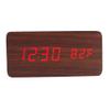 RayLineDo Fashion USB/AAA Brown Wood Red LED Light Wooden Digital Alarm Clock -Time Temperature Date Display - Voice and Touch Activated view 1
