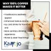 Kamojo Copper Cups Set of 2 with Unique Handcrafted Embossed Design with Anti-Tarnish Food-Grade Coating - Moscow Mule Copper Mugs Gift Set with 2 Straws & Recipe E-Book, 16 oz view 3