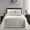 Mk Collection Full/Queen Size Over Size 100"x106" 3pc Diamond Bedspread Bed-Cover Embossed Solid Beige New view 1