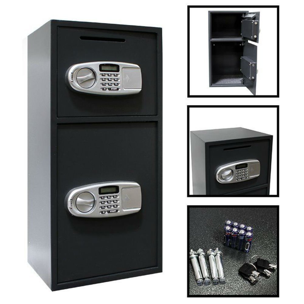 Digital Double Door Safe Depository Drop Box Gun Safes Cash Office Security Lock by Turner's Merchant House