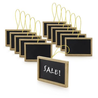 New Star Foodservice 27907 Rectangle Black Mini Chalkboard, 2-Inch by 3-Inch, Set of 12