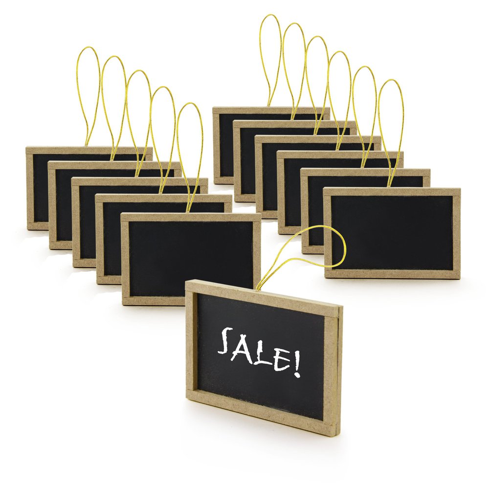 New Star Foodservice 27907 Rectangle Black Mini Chalkboard, 2-Inch by 3-Inch, Set of 12