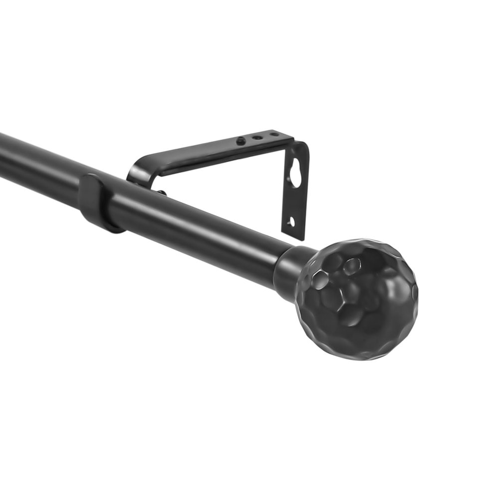 Urbanest Classic Forged Iron Hammered Ball Window Drapery Rod Set (Black, 48"-84")