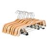 RoyalHanger Wood Hangers 10-Pack, Pants Hangers Skirt Hangers Wooden Hangers with 2 Adjustable Clips, Natural Finish view 4