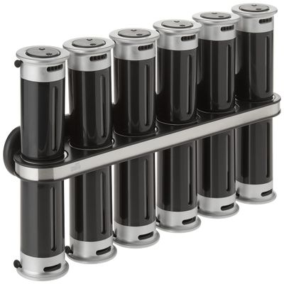 Zevro Zero Gravity Wall-Mount Magnetic Spice Rack, Black/Silver - Set of 12