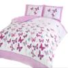 Rapport Home Art Pink & White Butterflies Single Duvet Cover Set, Cotton & Polyester, Pink, Double view 1