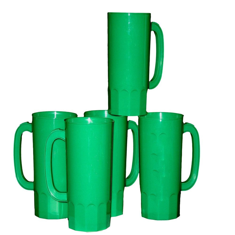 Talisman, Plastic Beer Mugs, 32 Ounce, Pack 8, Color Green