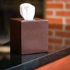 DACASSO Leather Tissue Box Cover - Luxury Leather Tissue Box Cover for Square Tissue Box - Elegant Tissue Cover & Sophisticated Office Decor - (Brown) view 2