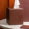 DACASSO Leather Tissue Box Cover - Luxury Leather Tissue Box Cover for Square Tissue Box - Elegant Tissue Cover & Sophisticated Office Decor - (Brown) view 3