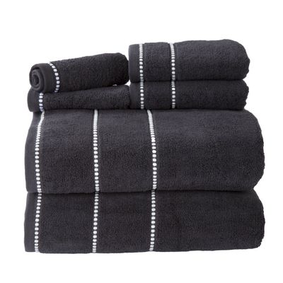 Lavish Home 6 Piece Bathroom Towels Set - 525GSM 100% Cotton Bathroom Essentials - 2 Bath Sheets, 2 Hand Towels, and 2 Wash Cloths for Bath, Shower, Gym, Spa, and Dorm Room (Black)