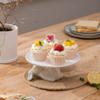 LA JOLIE MUSE Cupcake Stand, Easter Decorations, Ceramic Dessert Plates for Eggs and Cookies, Bunny Candy Dish Gifts, 8.3 Inch White view 3