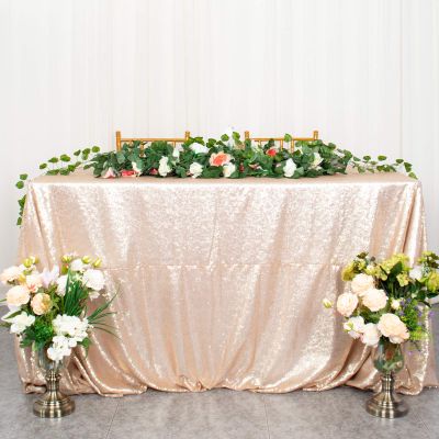 ShiDianYi 60x102-Inch Sequin Tablecloth Rectangle Champagne Blush Sparkly Sequin Table Cloth for Wedding (60''x102'')