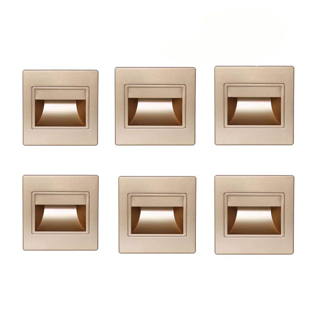 Dreamworth 6-Pack LED Corner Wall Lamp 85-265V Embedded LED Stairs Step Night Light LED Stair Wall Lighting for Hallway, Stairs, Closet, Bedroom and More