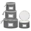 Fine China Storage - Set of 4 Quilted Cases for Dinnerware Storage. Sizes: 12" - 10" - 8" and 7" Wide - Gray - 48 Felt Plate Separators Included view 1