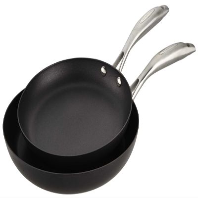 Scanpan Pro IQ 2 piece Nonstick Fry Pan Set (Included 9.5" & 11" Fry Pans) - Compatible with All Cooktops, Induction Ready, Metal Utensil Safe, Oven Safe to 500F, Dishwasher Safe