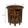 Solid Wood Accent End Table - Hand Carved Vintage Boho Folding Side Table - Small Spaces Entryway Farmhouse Living Room Bedside - No Tools Assembly -18x18 Round - Jaipur Antique Brown -Cotton Craft view 3
