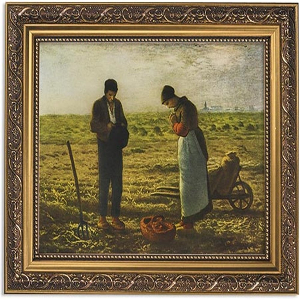 Gerffert Collection The Angelus Religious Framed Portrait Print, 13 Inch (Ornate Gold Tone Finish Frame)