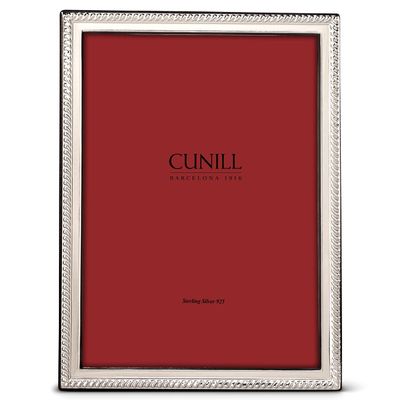 CUNILL Sterling Silver Picture Frame, Slim Rope Style Silver Picture Frame 5x7, Tarnish Resistant, Mahogany Wood Back, Fits 5" x 7" Photo, CUNILL Two Piece Gift Box