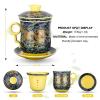 YURROAD Chinese Dragon Pattern Tea-Mug with Strainer Infuser and Lid and Saucer Ceramic Tea Mug Convenient System Chinese Porcelain Personal Tea Cup 13.5oz(400ml) - DARK GREEN TC400 view 3