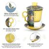 YURROAD Chinese Dragon Pattern Tea-Mug with Strainer Infuser and Lid and Saucer Ceramic Tea Mug Convenient System Chinese Porcelain Personal Tea Cup 13.5oz(400ml) - DARK GREEN TC400 view 4