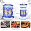 YURROAD Tea Cup with Infuser Lid and Saucer Sets - Jingdezhen Ceramics Mug Chinese Porcelain Teacup Loose Leaf Tea Brewing System for Home Office Personal Portable Mug TC400 - Blue, 13.5oz / 400ml view 2