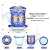 YURROAD Tea Cup with Infuser Lid and Saucer Sets - Jingdezhen Ceramics Mug Chinese Porcelain Teacup Loose Leaf Tea Brewing System for Home Office Personal Portable Mug TC400 - Blue, 13.5oz / 400ml view 3