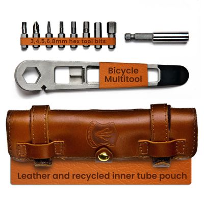 Full Windsor - The Nutter Bicycle Repair Kit  Portable Multi Tool for MTB, Road & Dirt Bikes  Includes Spanner, Magnetic Bit, Tire Levers and Bottle Openers  Compact Brown Case for Bicycle tool kit