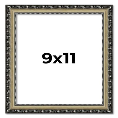 Poster Palooza 9x11 Traditional Silver Wood Picture Frame - UV Acrylic, Foam Board Backing, & Hanging Hardware Included