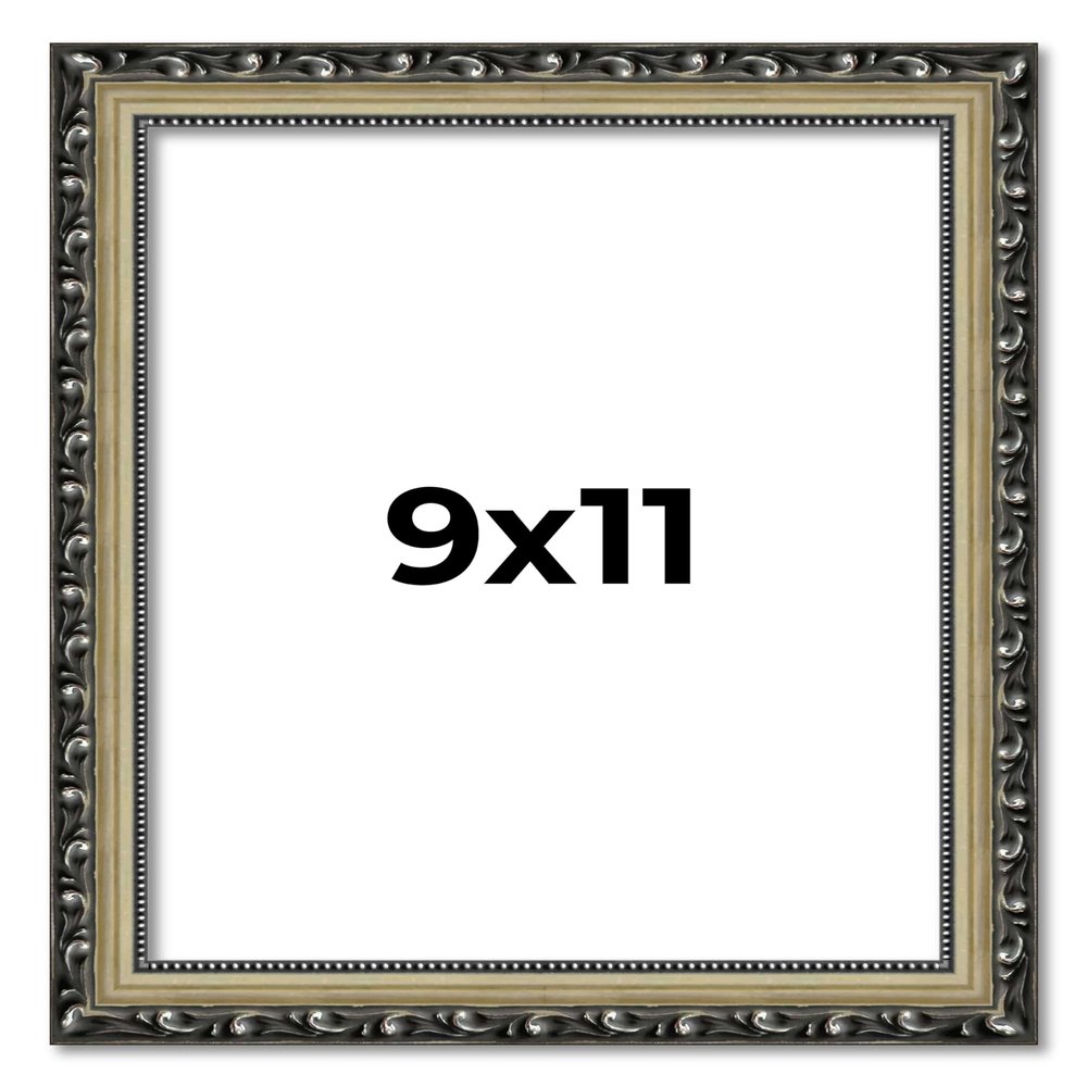 Poster Palooza 9x11 Traditional Silver Wood Picture Frame - UV Acrylic, Foam Board Backing, & Hanging Hardware Included
